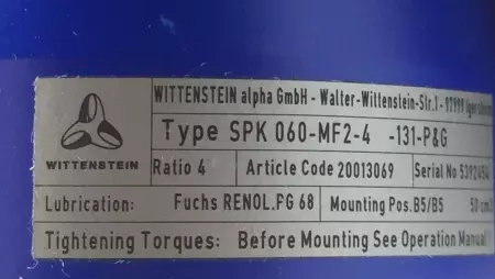 Wittenstein SPK-060-MF2-4-131 Gear Reducer, 4:1 Ratio 