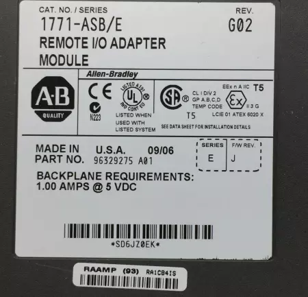 Allen-Bradley 1771-ASB SER.E Remote I/O Adapter Module 