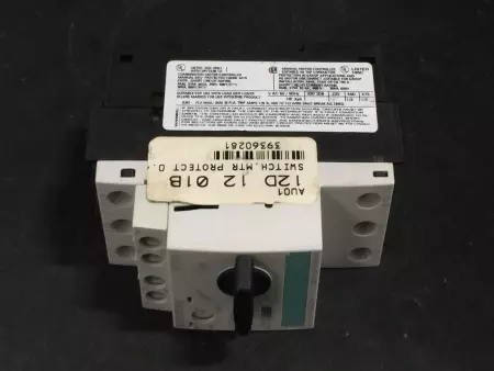 Siemens 3RV1021-0GA15 Motor Starter/Protector 0.45-0.63 Amp Range 