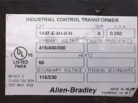  ALLEN BRADLEY 1497-E-M4-0-N SER.A Transformer TESTED/EXCELLENT 