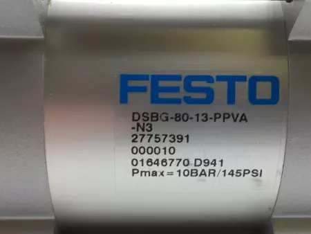 Festo DSBG-80-13-PPVA-N3 Double Acting Cylinder, Piston 80mm Stroke 13mm 