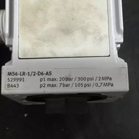  FESTO ELECTRIC MS6-LR-1/2-D6-AS PRESSURE REGULATOR 529991 TESTED 