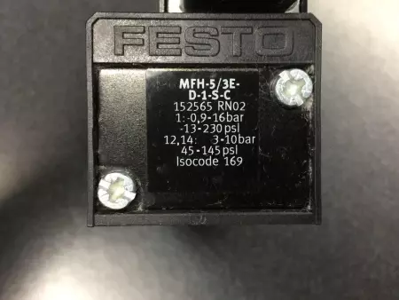  FESTO MFH-5/3E-D-1-S-C SOLENOID VALVE  W/COILS PN# 152565 WITH 34412 TESTED 