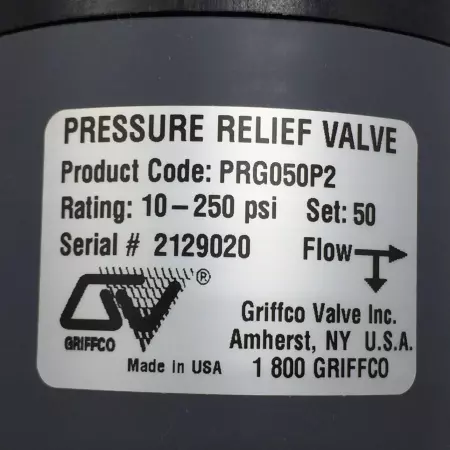 Griffco Valve Inc PRG050P2 Pressure Relief Valve 10-250Psi 