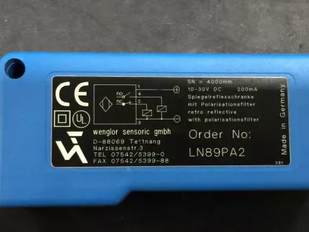 WENGLOR LN89PA2 RETRO REFLECTIVE SENSOR 10-30VDC 