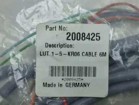 SICK 2008425 SENSOR CABLE LUT 1-5-KR06 CABLE 6M FOR LUT 1-5 