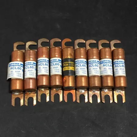 FERRAZ SHAWMUT ACL-60 60AMP 125VAC/DC DUAL ELEMENT FUSE (LOT OF 9) 