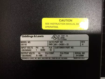 Giddings & Lewis 401-34201-13 DS100 Centurion Servo Drive 