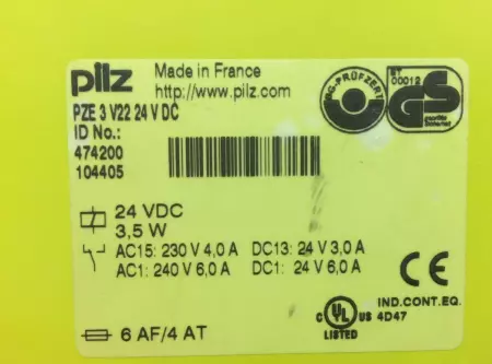  Pilz 474200 PZE-3-V22 SAFETY RELAY 