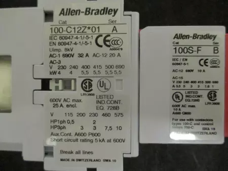 NEW Allen Bradley 100S-C12ZJ05C SER.A CONTACTOR TESTED 