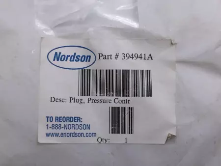 NEW NORDSON 394941A HOT MELT GLUE PLUG, PRESSURE CONTROL 