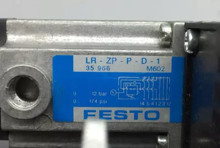  Festo LR-ZP-P-D-1 W/ MFH-5/2-D-1-FR-C PRESS REG PLATE  SOL VLV & BASE 35966, 15