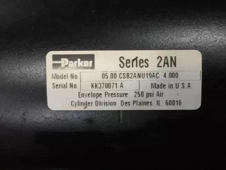  PARKER 05.00 CSB2ANU19AC 4.000 Pneumatic Air Cylinder 250PSI Air Series 2AN 