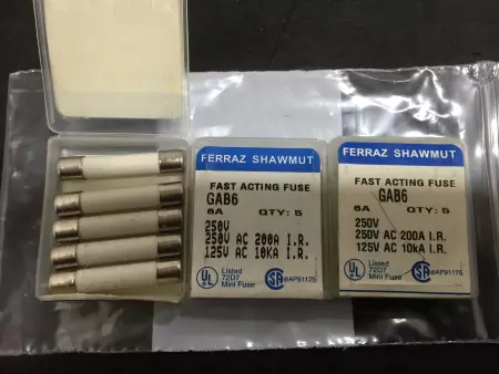 NEW FERRAZ SHAWMUT GAB-6 FAST ACTING FUSE 250V 6A Lot of 15