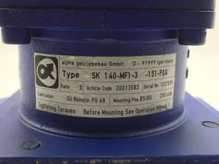 ALPHA SK-140-MF1-3-151 SK BEVEL GEARBOX RATIO 3:1 