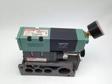Numatics 153SA415M0000061 Solenoid Valve W/Regulator Base and Gauge 