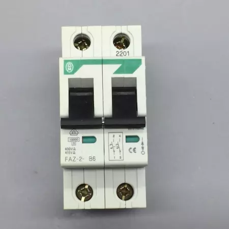 MOELLER FAZ-2-B6 CIRCUIT BREAKER 6A & 10KA QTY PACK OF 2 PN# FAZ-2-B6 