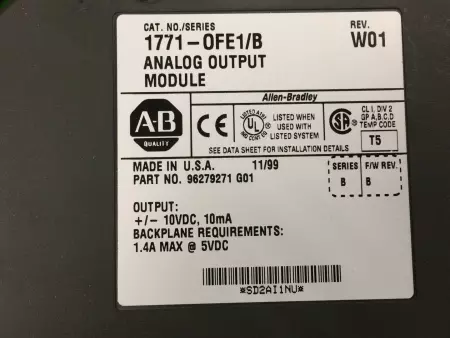  Allen Bradley 1771-OFE1 SER.B Analog Output Module 4-Point 