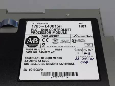  Allen Bradley 1785-L40C15/F ControlNet Processor Module PLC-5/40C 
