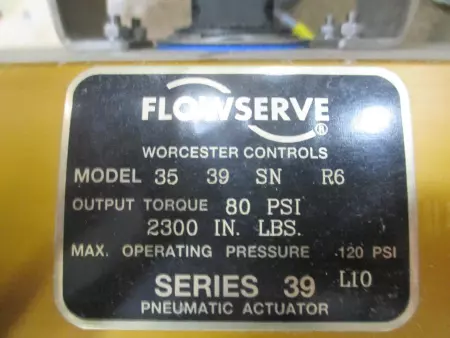 FlowServe 35 39 SN R6 Worcester Controls Pneumatic Actuator & Valve Assy 