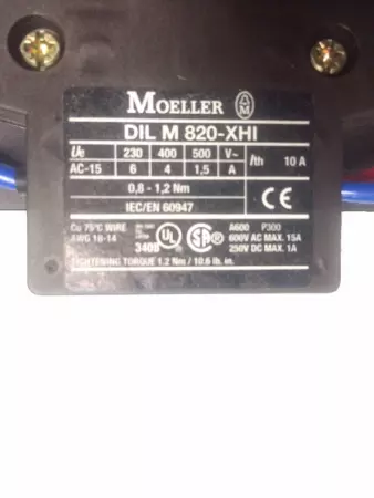  Moeller DIL M185 Contactor with DIL M 820-XHI Auxiliary Contact - IN GERMANY 