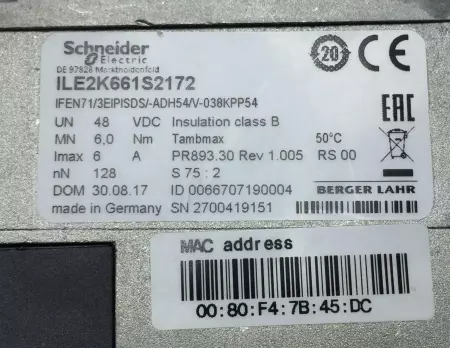 Schneider Electric ILE2K661S2172 DC Servo Motor, 48V 