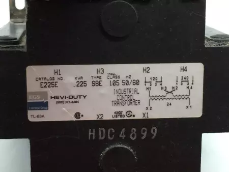  EGS E225E TRANSFORMER HD INDUSTRIAL CLASS 105 & 0.225 KVA *TESTED* EXCELLENT 