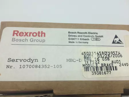 Bosch Rexroth 1070084352-105 Servodyn D Brake Controller 