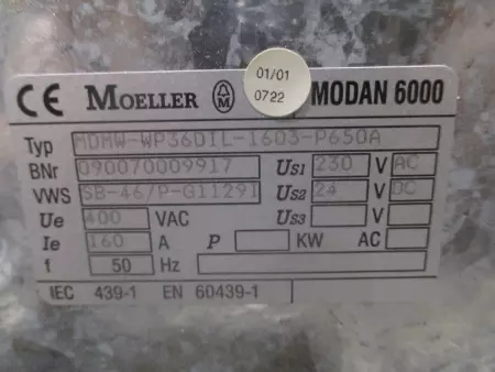 Moeller MDMW-WP360IL-1603-P650A Modan 6000 Power Box, 400VAC 160A 0.75kW 