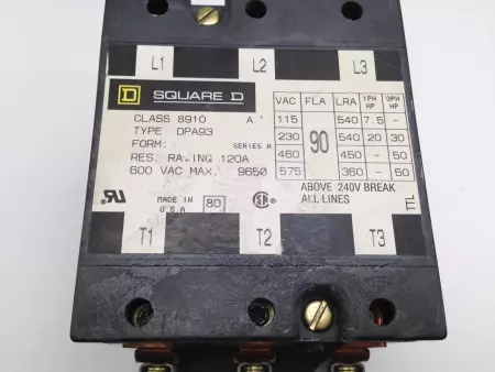 Square D DPA93 Contactor 