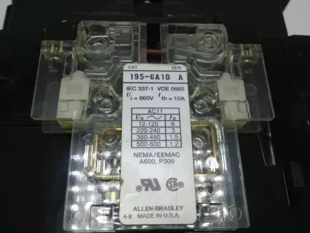  ALLEN BRADLEY 195-GA10 SER. A NON-REVERSING CONTACTOR,  TESTED 