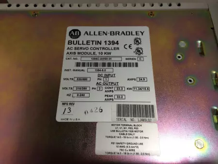  Allen Bradley 1394C-AM50-IH SER. C AC SERVO CONTROL W/Heatsink TESTED 