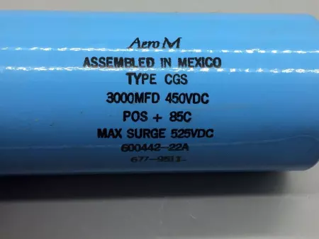 RELIANCE ELECTRIC 600442-22A ALL HP CAPACITOR TYPE CGS 3000MFD & 450VDC 