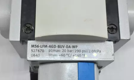  Festo MS6-LFM-AGD-BUV-DA-WP Fine Filter Max Pressure 290Psi / 2MPa/ 20Bar 