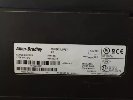 Allen-Bradley 1756-A13 SER.C 13-Slot Chassis with 1756-PA72/C Power Supply 