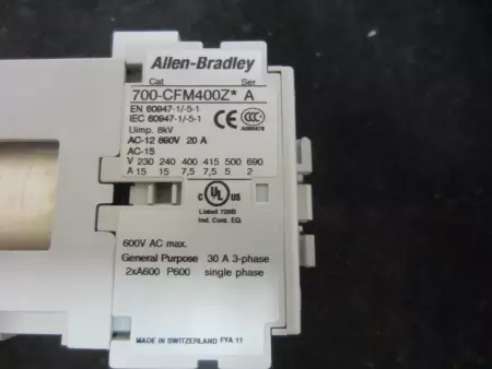 NEW Allen Bradley 700-CFM400ZJ SER. A Control Relay; 24V Coil 