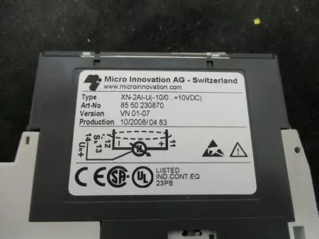  Micro Innovation AG XN-2AI-U Analog Input Module w/Terminal Block 