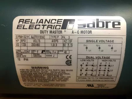 Reliance P56H1521H 3 PHASE 1725RPM AC MOTOR 