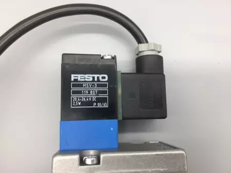   MVH-5-3/8-B 14945 FESTO SOLENOID VALVE W/ COIL & MANUAL OVERRIDE 2.5-10 BAR 