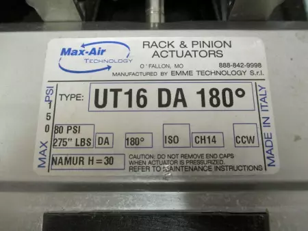 Max-Air Technology UT16 DA 180 Valve Actuator W/Control Switch & Valve Assy 