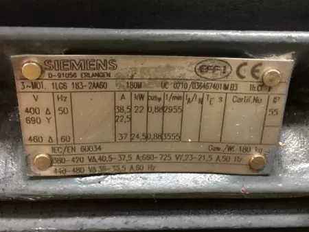Siemens 1LG6183-2AA60 AC Motor, 24.5KW 