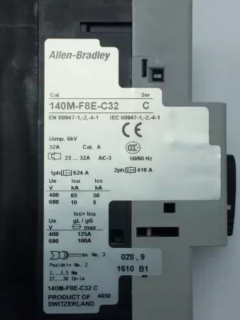  ALLEN BRADLEY 140M-F8E-C32 MOTOR PROTECTION CIRCUIT BREAKER 23-32A SER C 