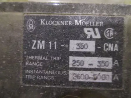 Klockner-Moeller ZM11-350-CNA Circuit Breaker, 600 VAC, 400HP, 400A 