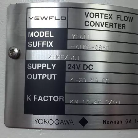 Yokogawa Yewflo YFA11-AUPA-08*E/FMF/SCT Vortex Flow Converter W/Mounting 