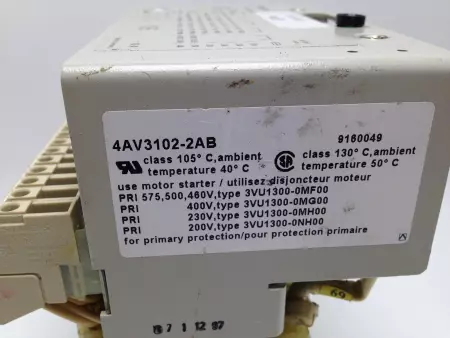 SIEMENS 4AV3102-2AB TRANSFORMER, 15A, 24V, 50/60HZ 