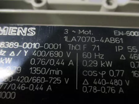  Siemens 1LA7070-4AB61 AC Motor 0.29Kw 