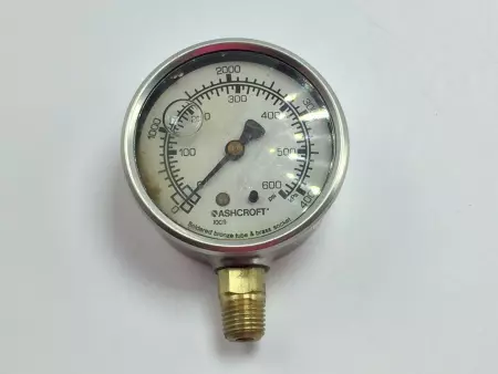 Ashcroft 631008AL Pressure Gauge, Liquid Filled 0-600Psi 