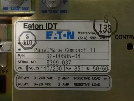 Eaton 92-00585-04 IDT PanelMate Compact II W/ 91-00744-10 CRT Module 
