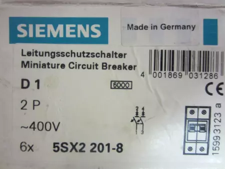 Siemens 5SX2 201-8 Miniature Circuit Breaker Lot of 6