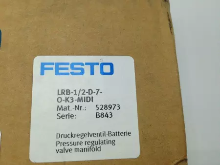 FESTO LRB-1/2-D-7-O-K3-MIDI PRESSURE REGULATING VALVE MANIFOLD 